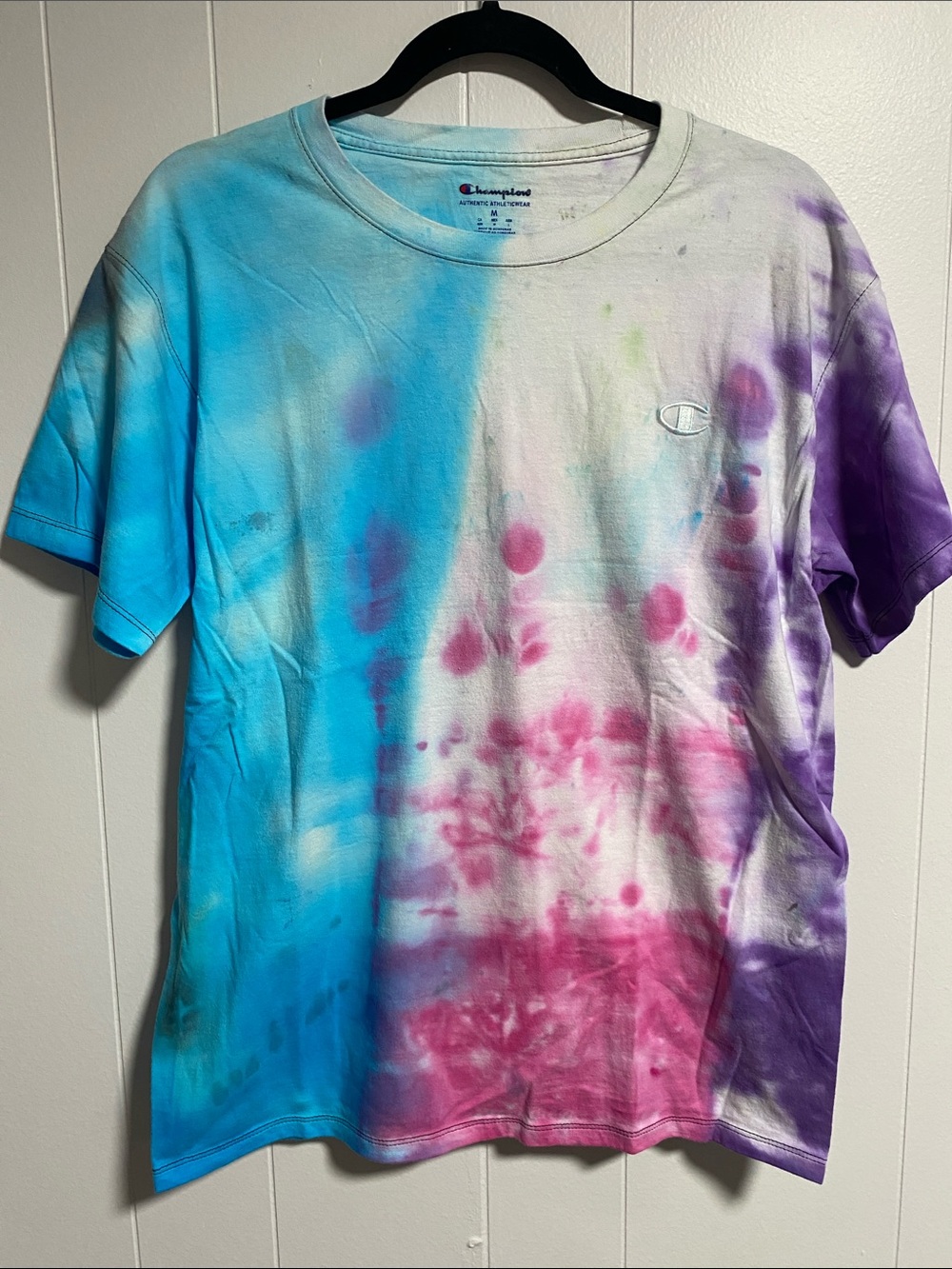 Champion Tie-Dye Tee in Blue, Pink & Purple